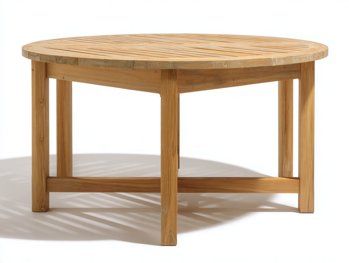 Table de jardin-Bois teck-180x180x75 cm-Bois naturel-Style naturel contemporain