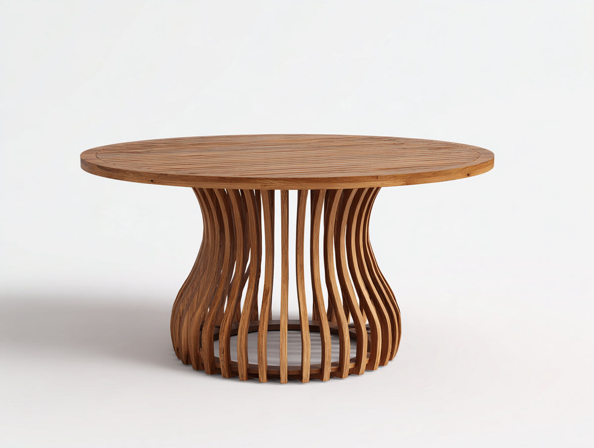 Table de jardin-Bois teck-170x170x75 cm-Marron-Style naturel élégant