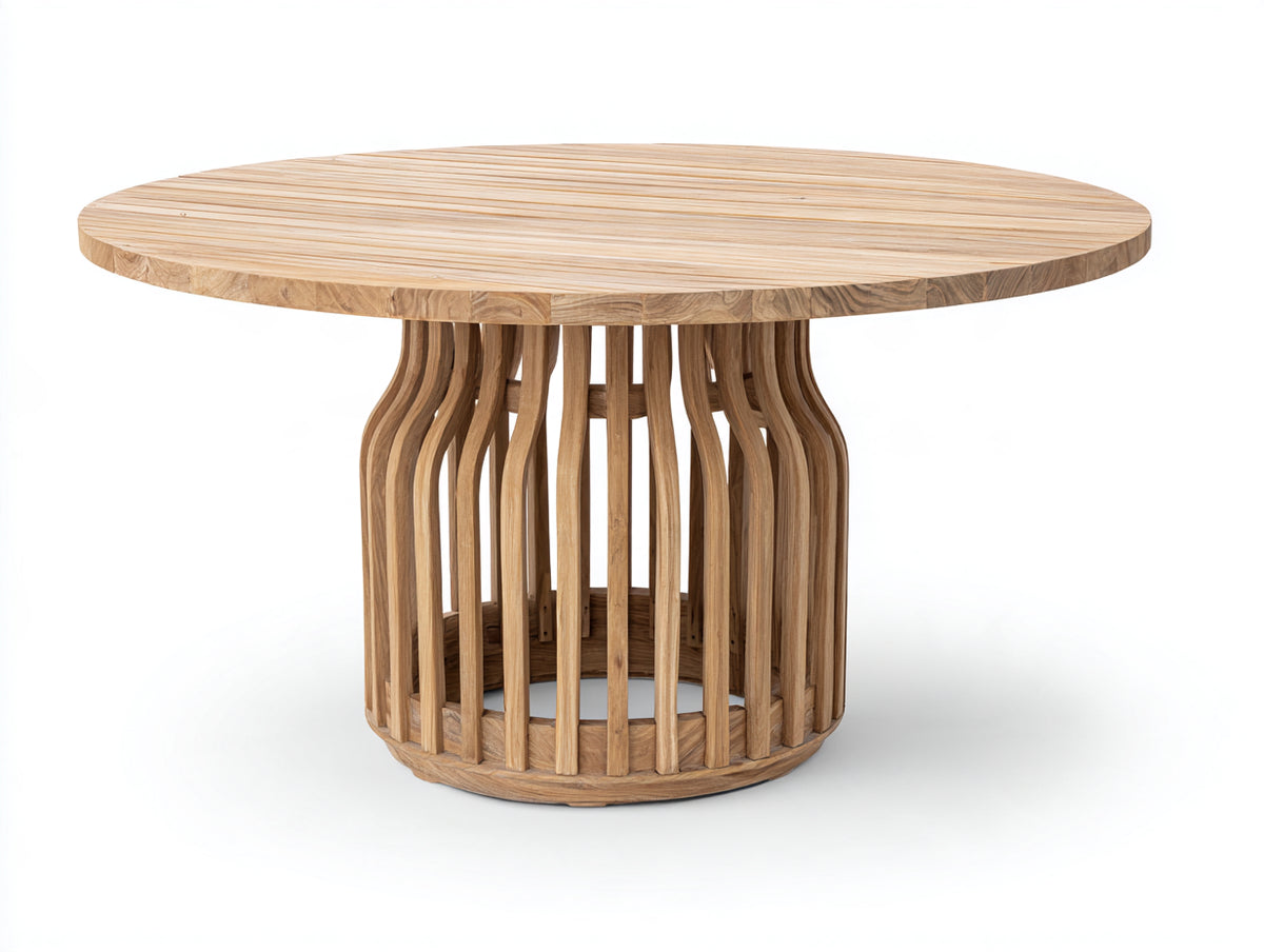Table de jardin-Bois teck-150x150x75 cm-Marron-Style naturel moderne