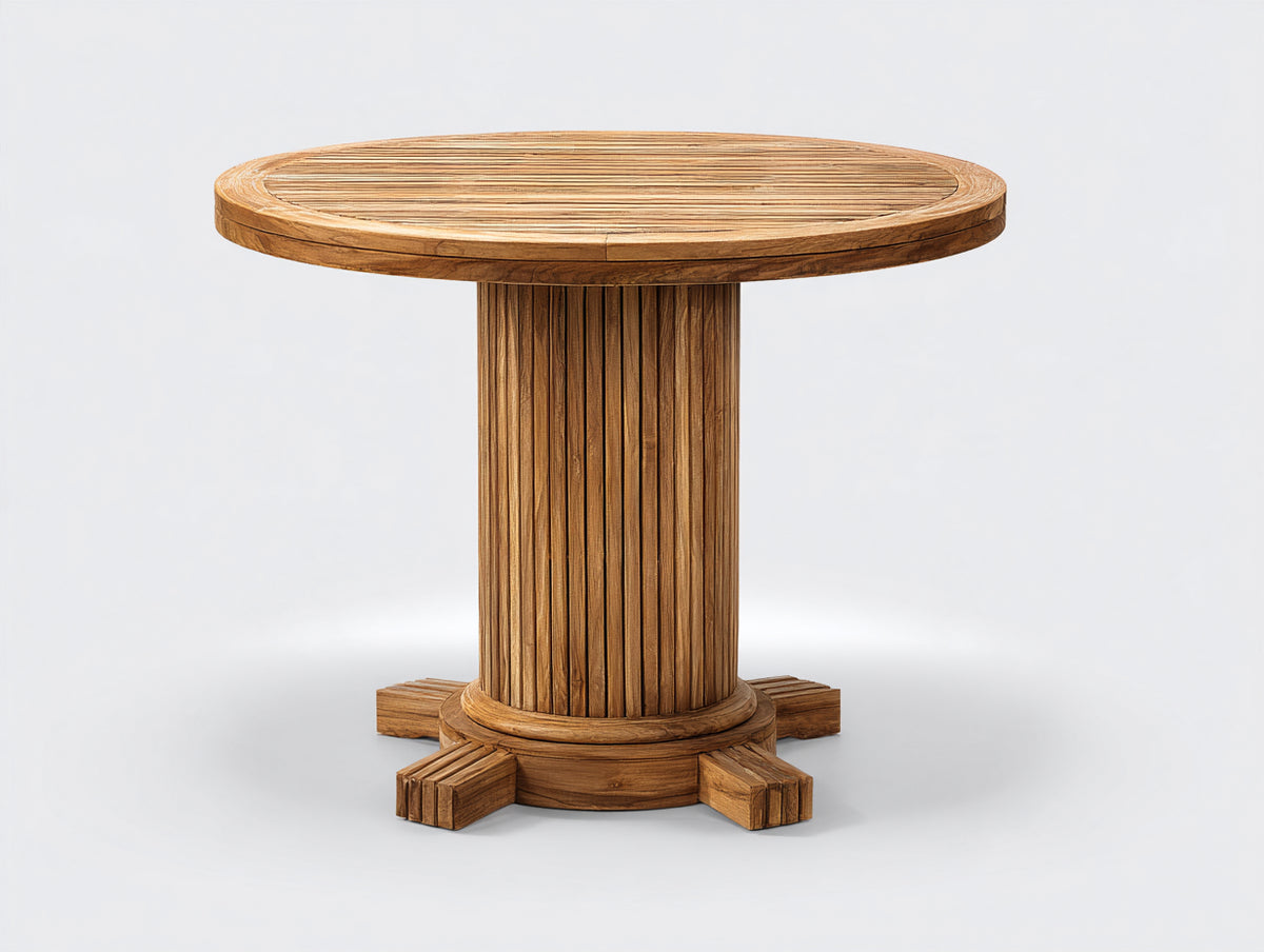 Table de jardin-Bois teck-140x140x76 cm-Marron-Style naturel élégant