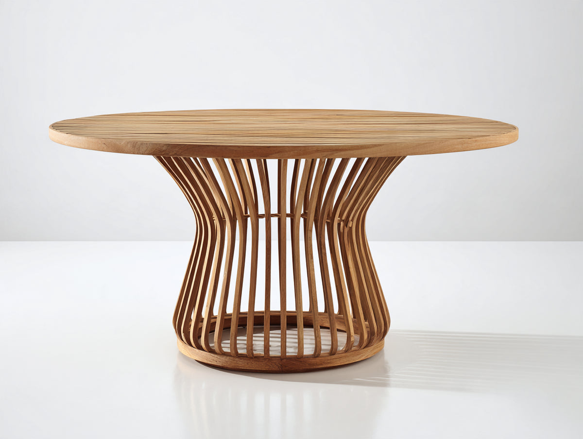 Table de jardin-Bois teck-150x150x76 cm-Marron-Style naturel contemporain